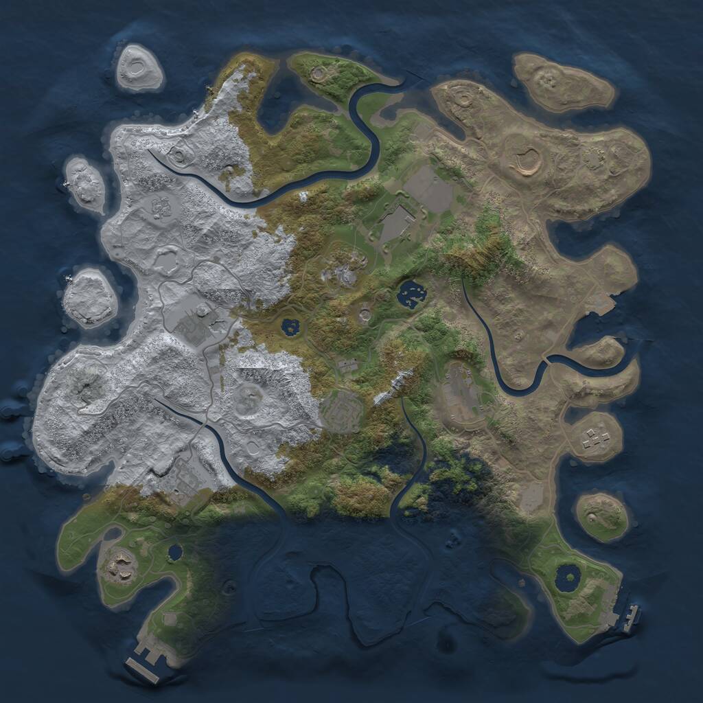 Rust Map: Procedural Map, Size: 3850, Seed: 111005365, 16 Monuments