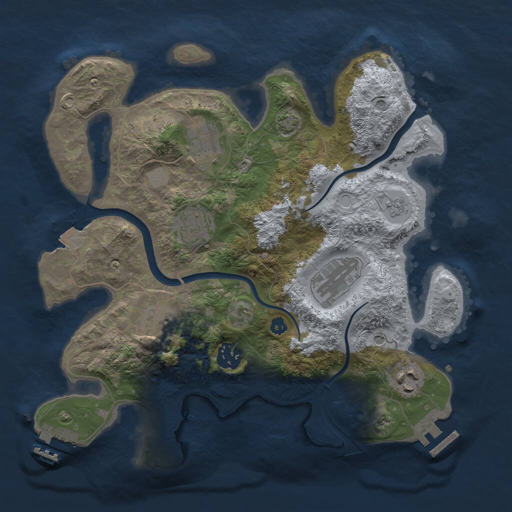 Rust Map: Procedural Map, Size: 3000, Seed: 443443708, 12 Monuments