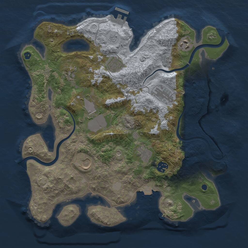 Rust Map: Procedural Map, Size: 3500, Seed: 1394804063, 14 Monuments