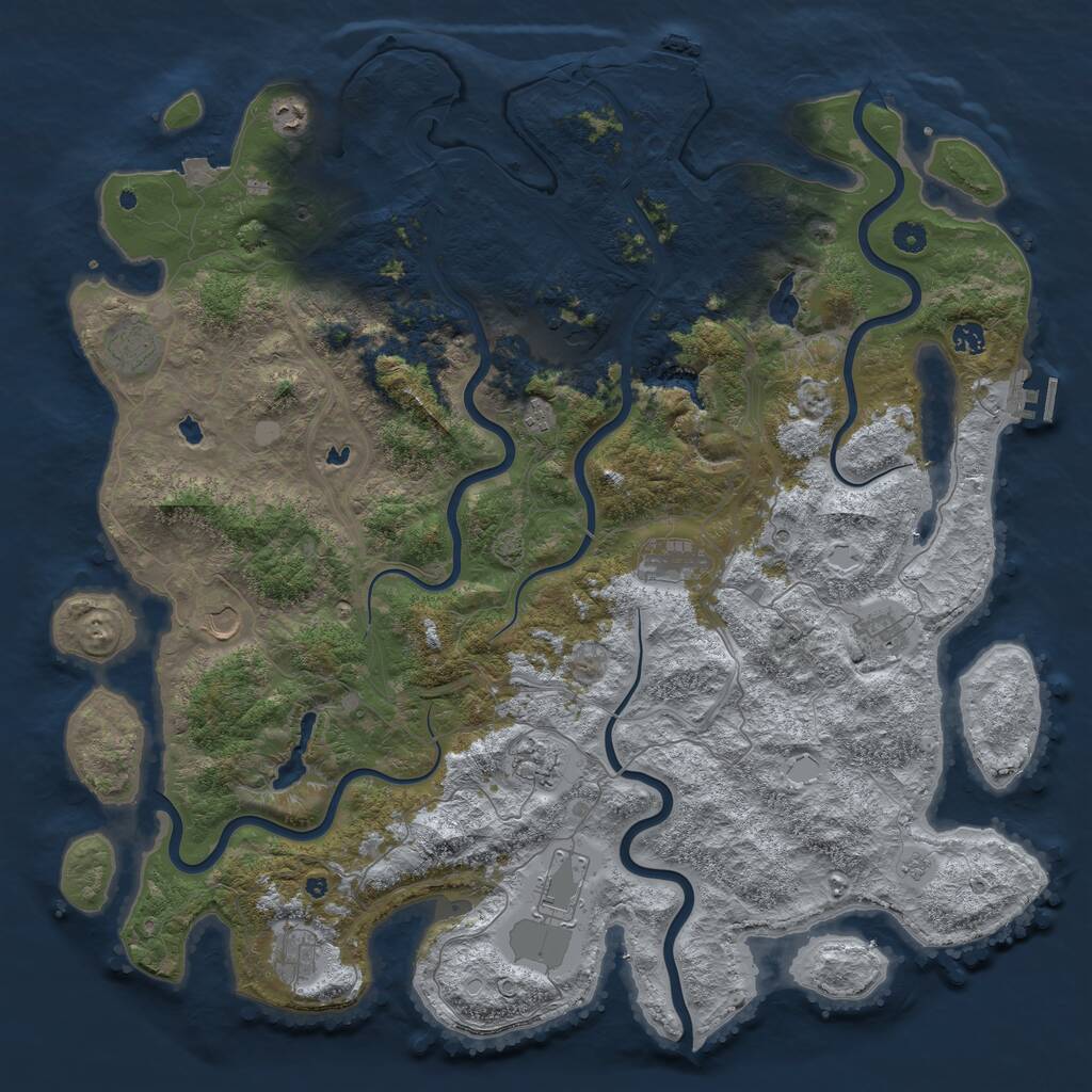 Rust Map: Procedural Map, Size: 4950, Seed: 166810481, 17 Monuments