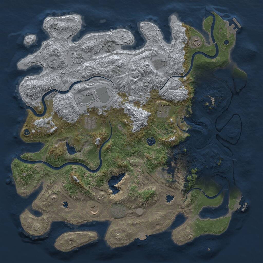 Rust Map: Procedural Map, Size: 4500, Seed: 726360121, 17 Monuments
