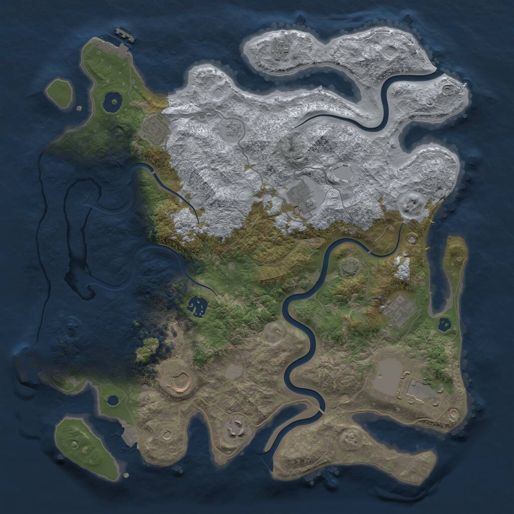 Rust Map: Procedural Map, Size: 3850, Seed: 119169523, 14 Monuments