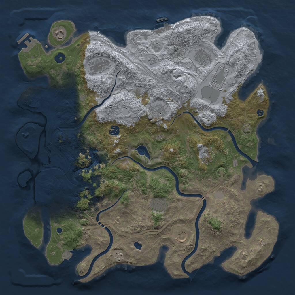 Rust Map: Procedural Map, Size: 4300, Seed: 97275832, 16 Monuments