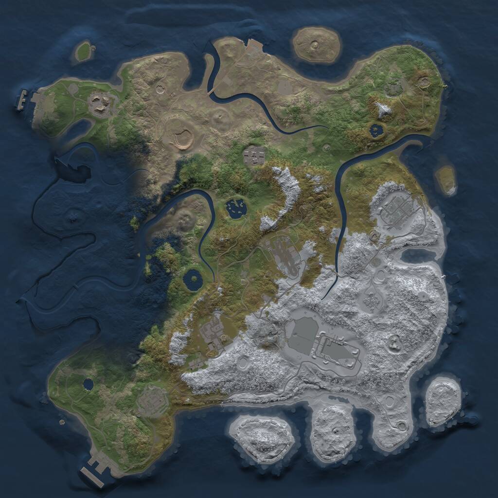 Rust Map: Procedural Map, Size: 3700, Seed: 3465453, 15 Monuments