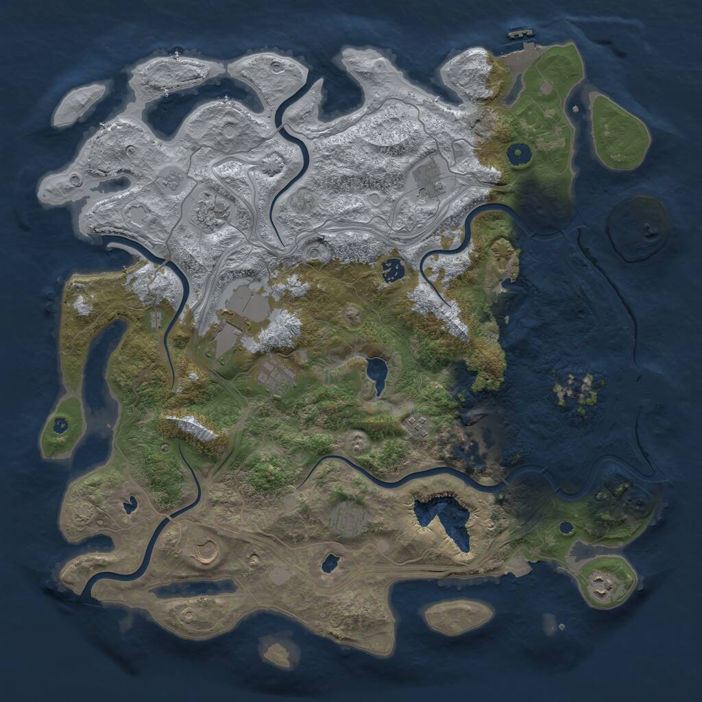 Rust Map: Procedural Map, Size: 4500, Seed: 1916686003, 16 Monuments