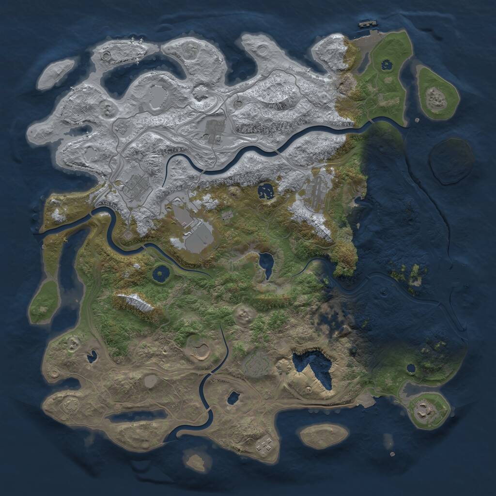 Rust Map: Procedural Map, Size: 4500, Seed: 1916686003, 16 Monuments