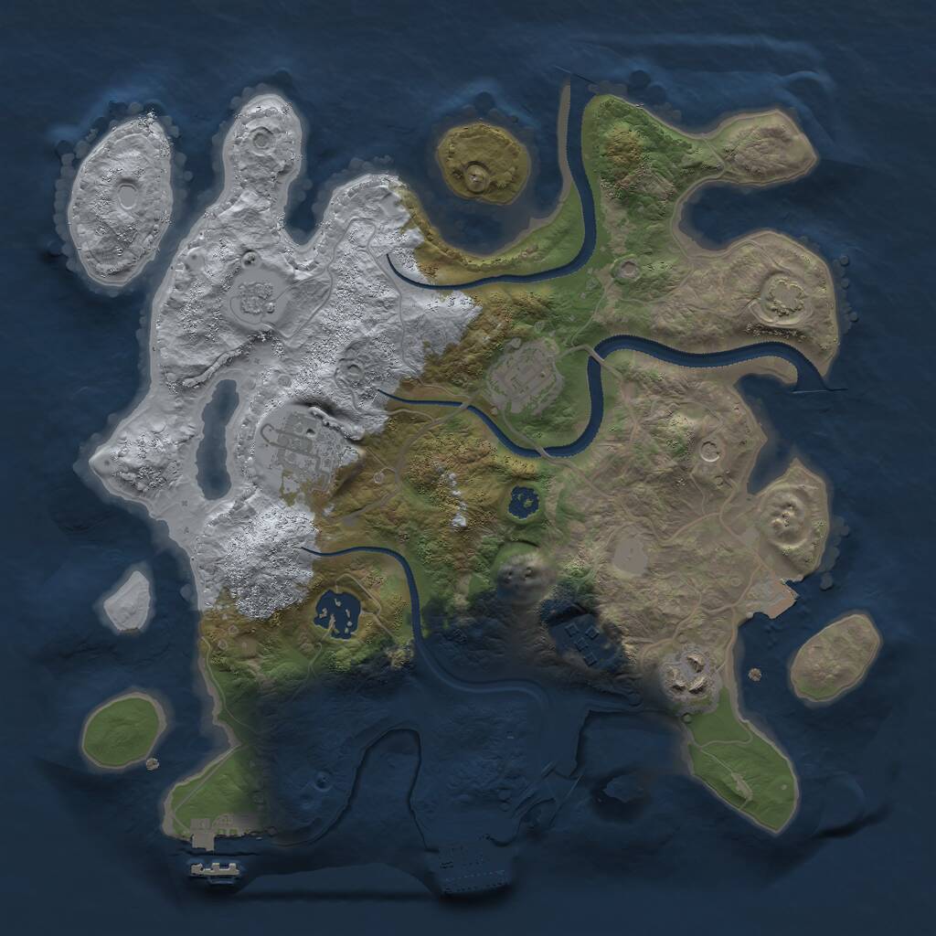 Rust Map: Procedural Map, Size: 3000, Seed: 1258, 11 Monuments