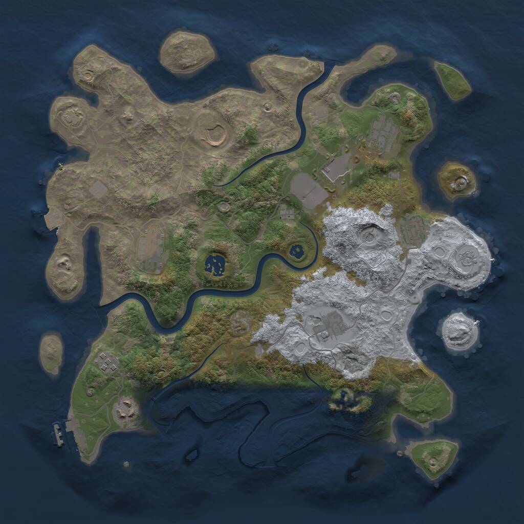 Rust Map: Procedural Map, Size: 3700, Seed: 2012108344, 14 Monuments