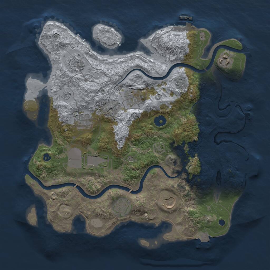 Rust Map: Procedural Map, Size: 3500, Seed: 533382952, 14 Monuments