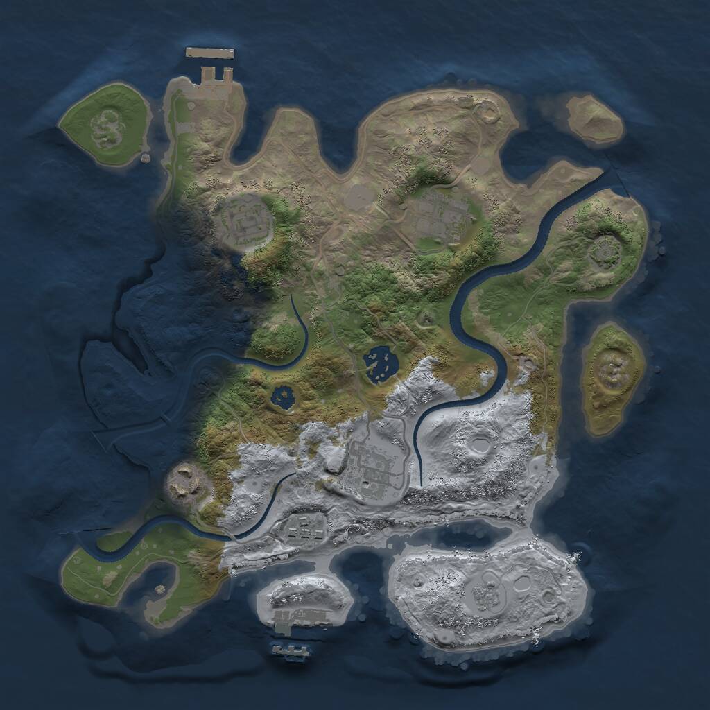 Rust Map: Procedural Map, Size: 3000, Seed: 506981352, 11 Monuments