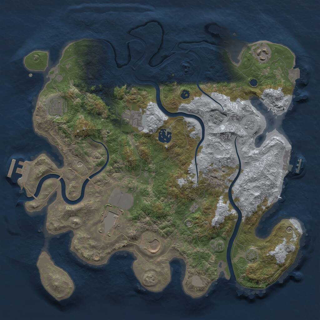 Rust Map: Procedural Map, Size: 3500, Seed: 75257, 13 Monuments