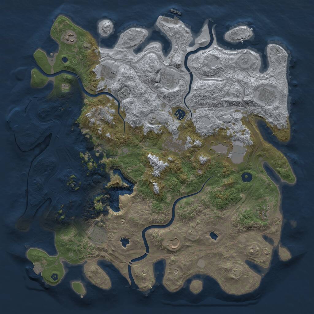 Rust Map: Procedural Map, Size: 4500, Seed: 2133353537, 17 Monuments