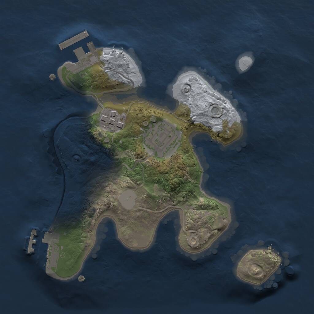 Rust Map: Procedural Map, Size: 2000, Seed: 1083357132, 5 Monuments