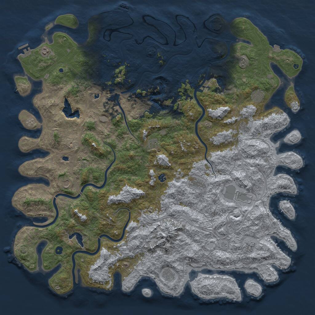 Rust Map: Procedural Map, Size: 6000, Seed: 943341330, 17 Monuments