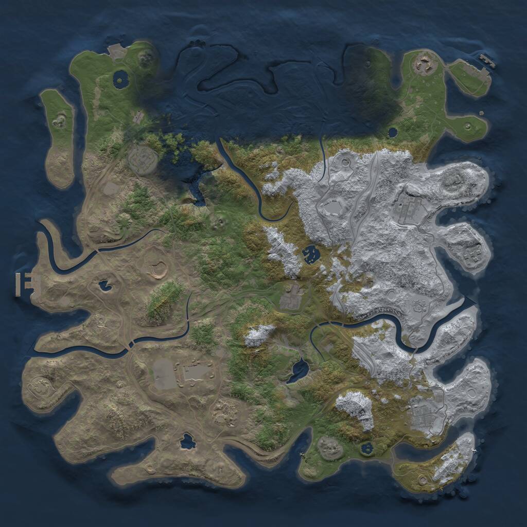 Rust Map: Procedural Map, Size: 4500, Seed: 1941530673, 16 Monuments