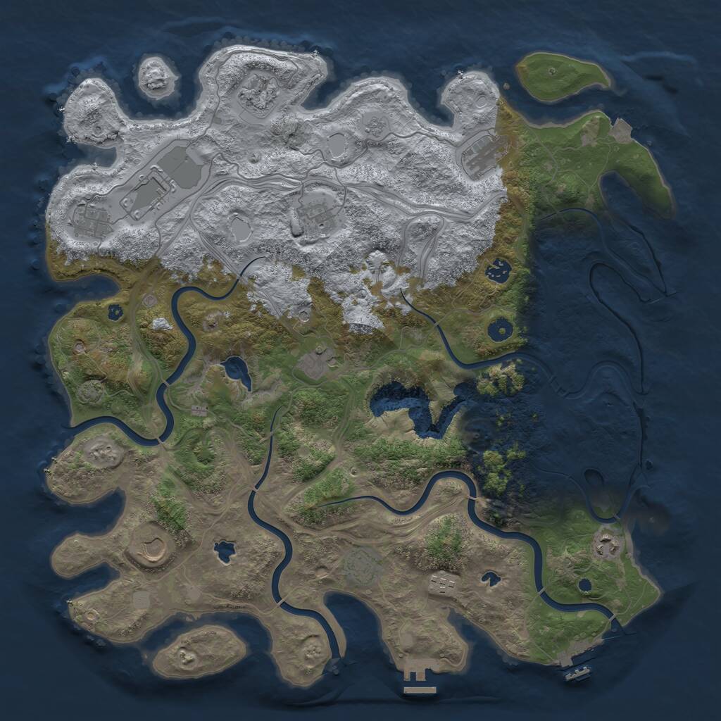 Rust Map: Procedural Map, Size: 4500, Seed: 2072993907, 17 Monuments
