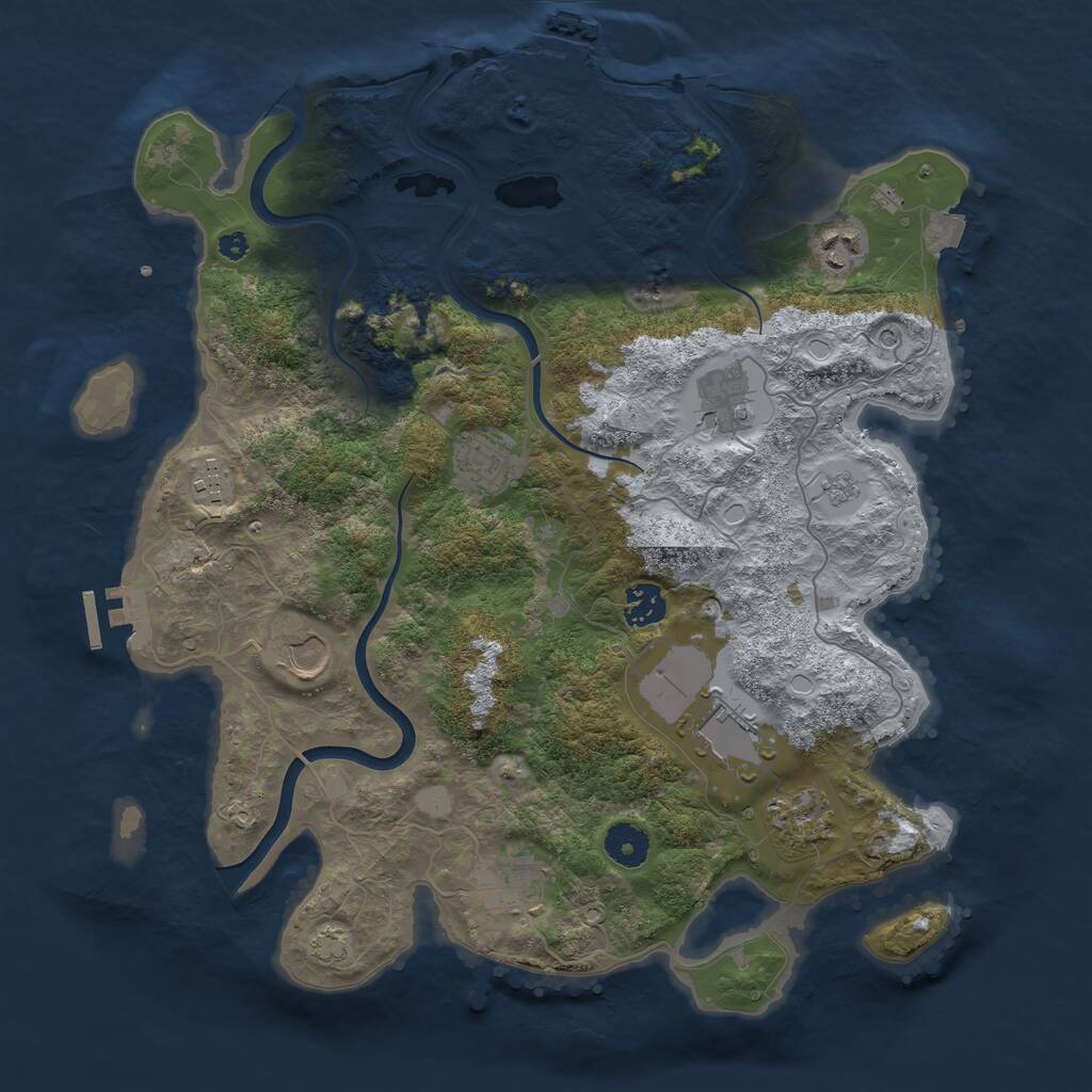 Rust Map: Procedural Map, Size: 3750, Seed: 1134445103, 15 Monuments