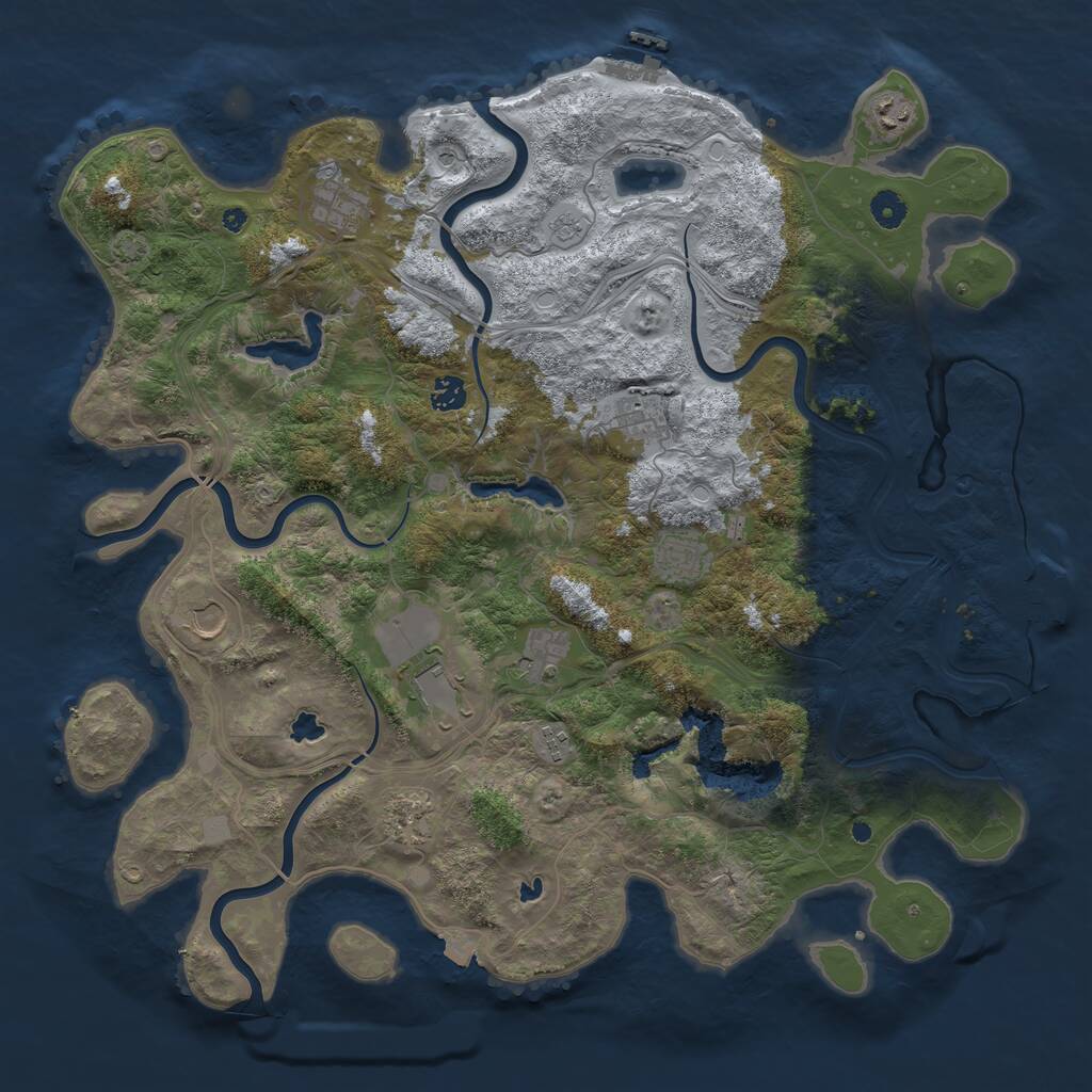 Rust Map: Procedural Map, Size: 4500, Seed: 1774111, 16 Monuments
