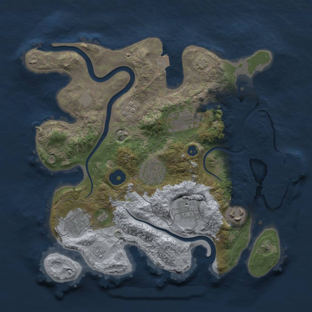Rust Map: Procedural Map, Size: 3000, Seed: 587642999, 10 Monuments
