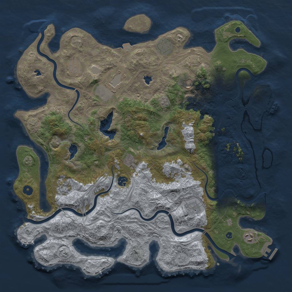 Rust Map: Procedural Map, Size: 4500, Seed: 246421982, 16 Monuments