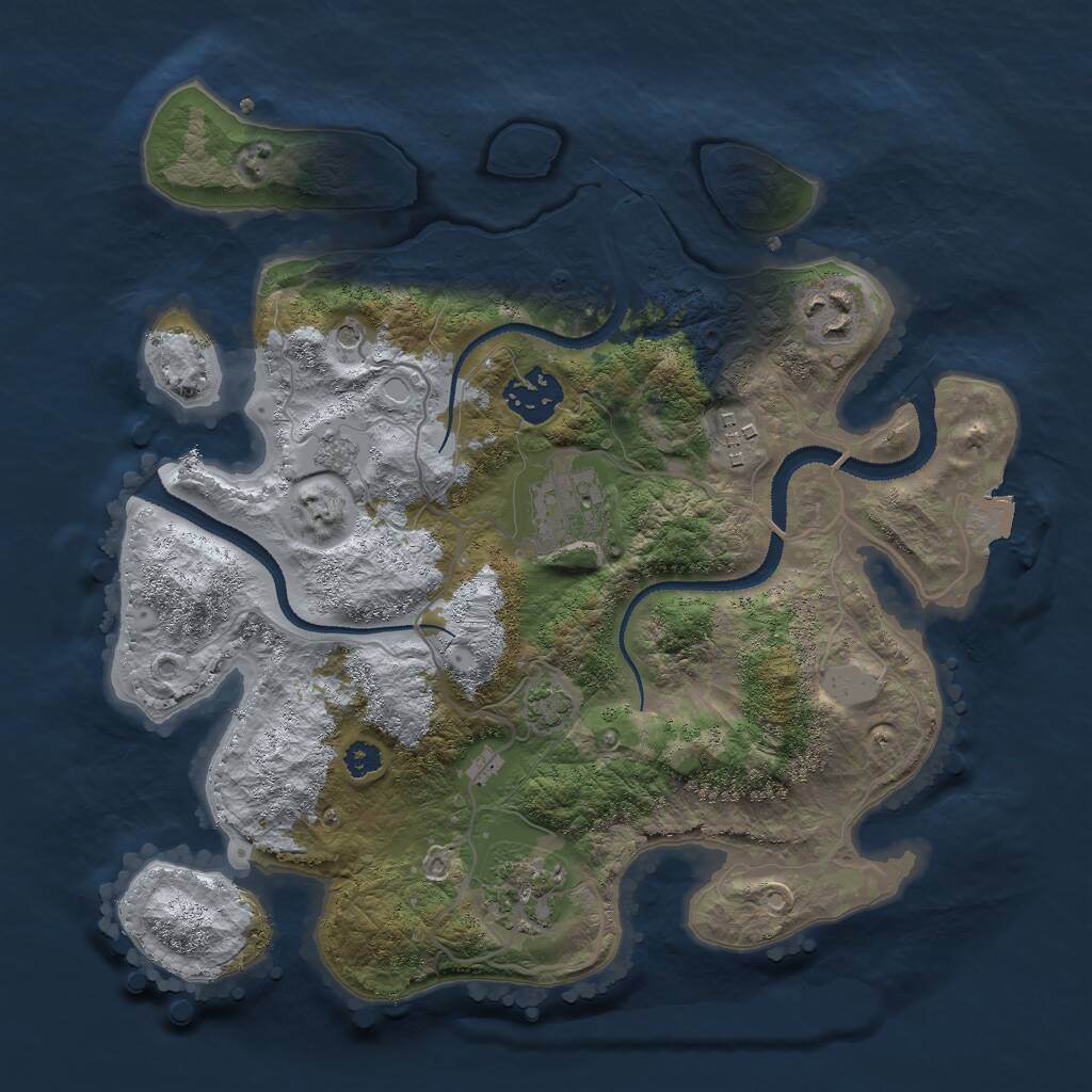 Rust Map: Procedural Map, Size: 3000, Seed: 381308062, 9 Monuments