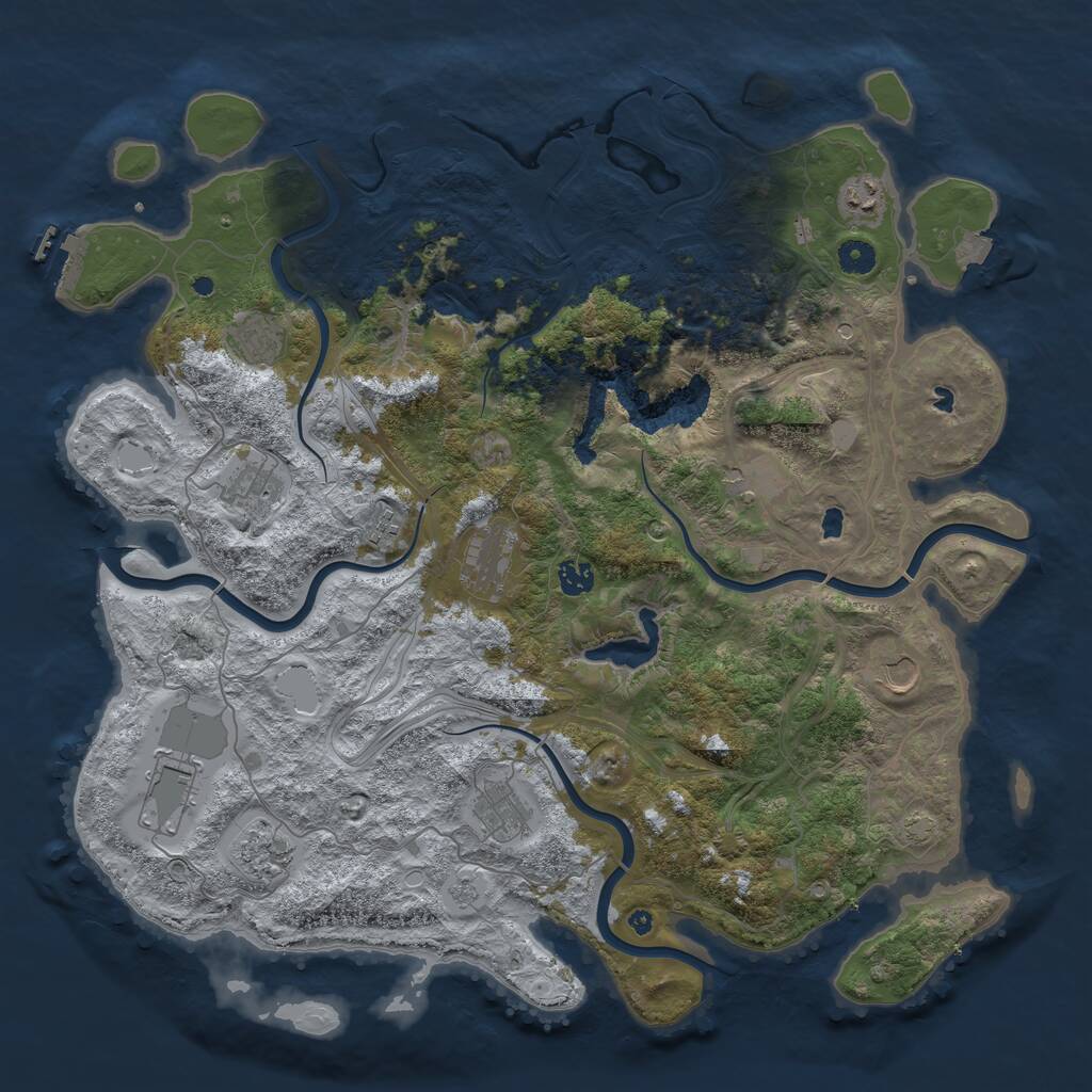 Rust Map: Procedural Map, Size: 4500, Seed: 320925275, 17 Monuments