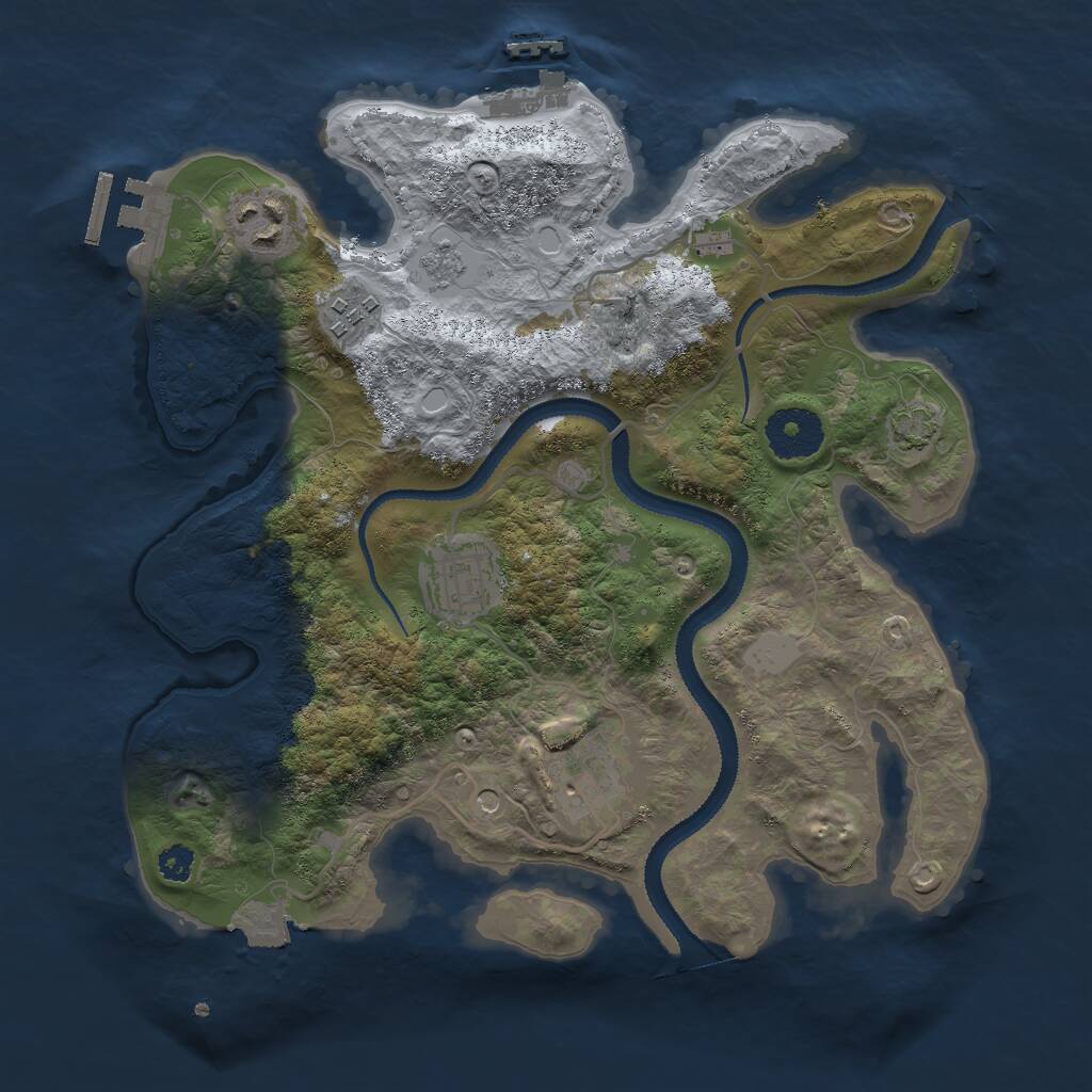 Rust Map: Procedural Map, Size: 3000, Seed: 80242132, 10 Monuments