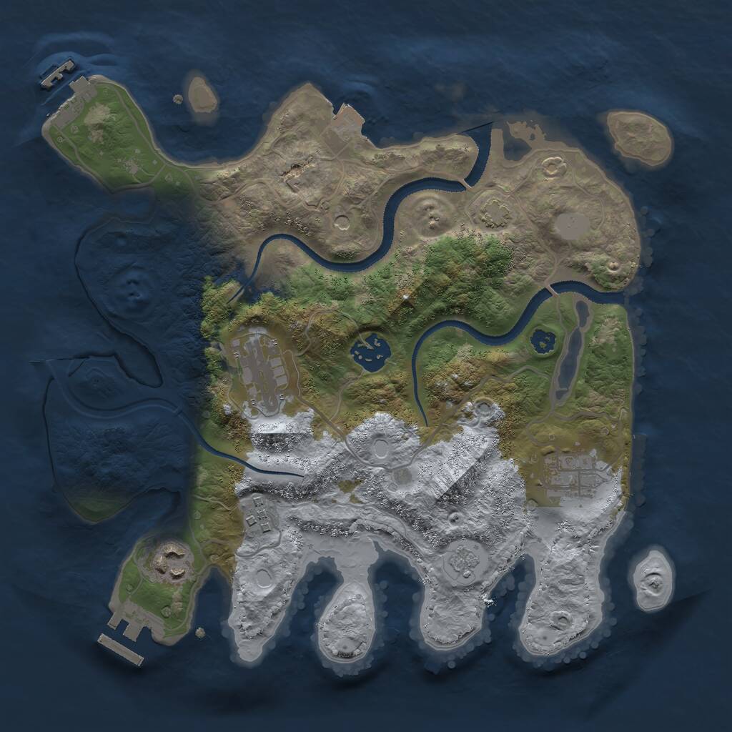 Rust Map: Procedural Map, Size: 3000, Seed: 457770433, 11 Monuments