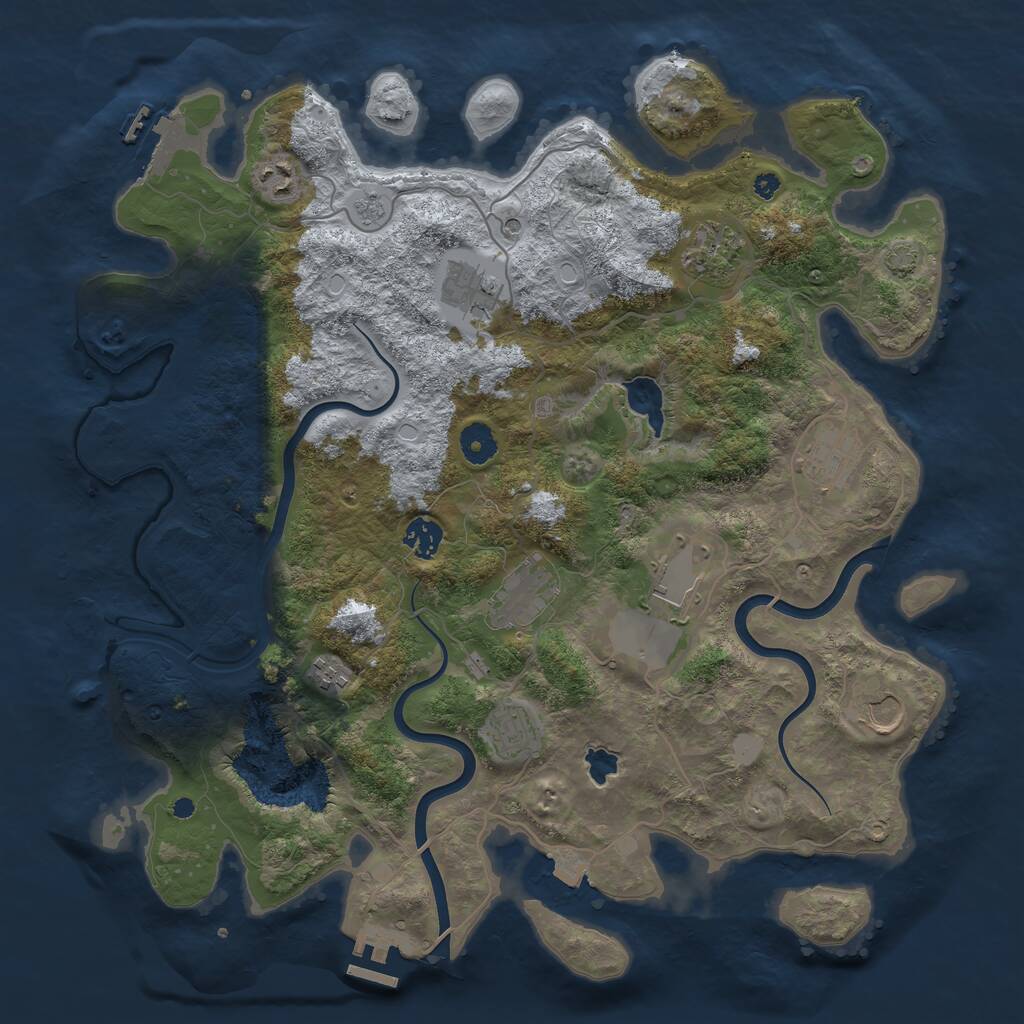 Rust Map: Procedural Map, Size: 4000, Seed: 885999012, 16 Monuments