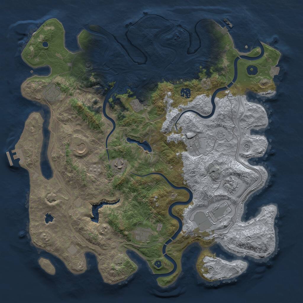 Rust Map: Procedural Map, Size: 4250, Seed: 407627237, 16 Monuments