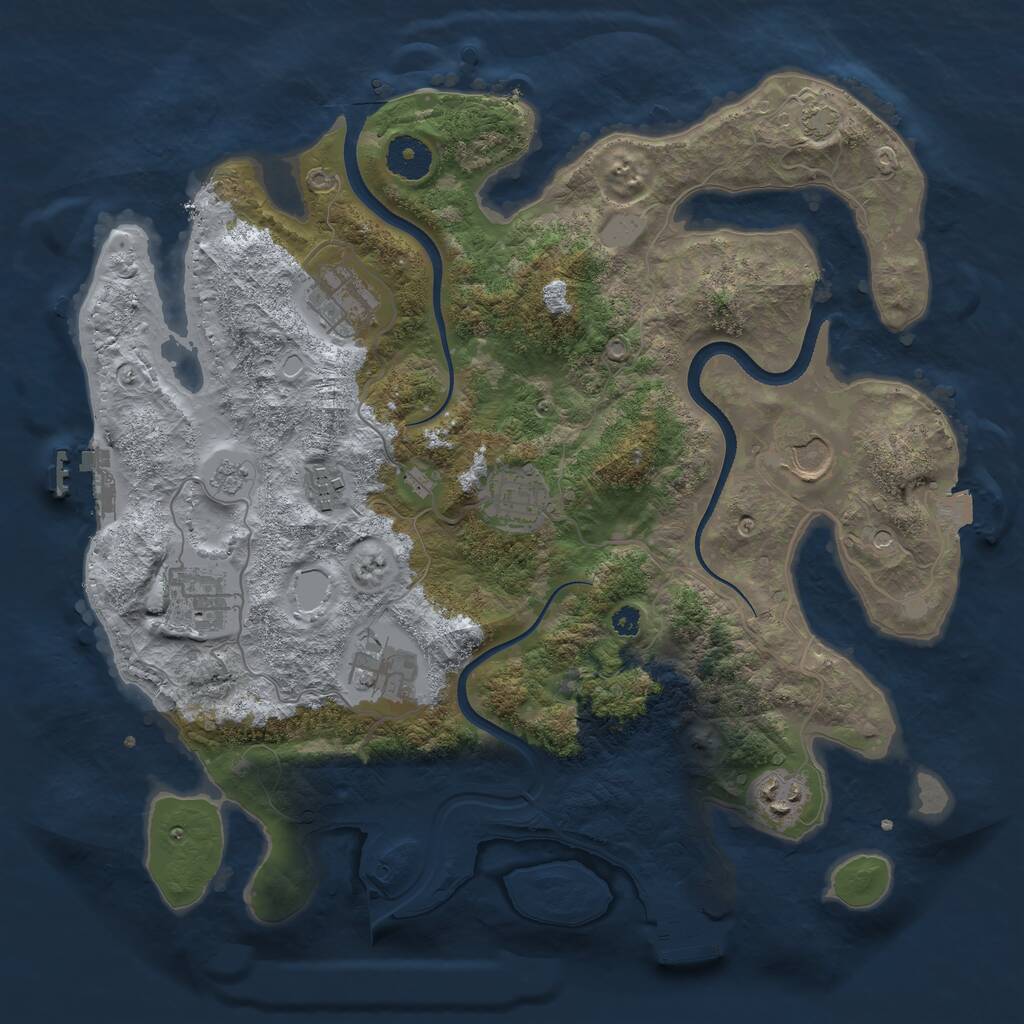 Rust Map: Procedural Map, Size: 3500, Seed: 581791443, 13 Monuments