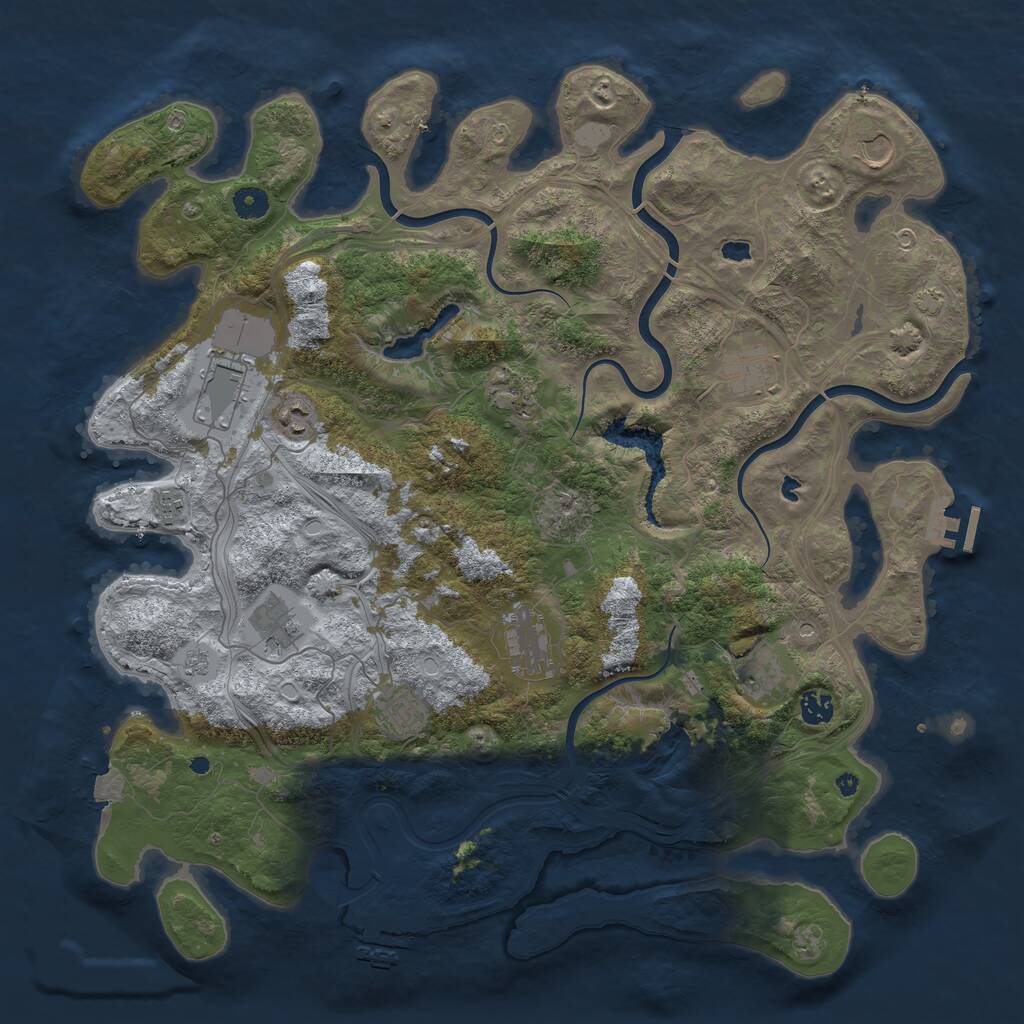 Rust Map: Procedural Map, Size: 4500, Seed: 354310411, 17 Monuments