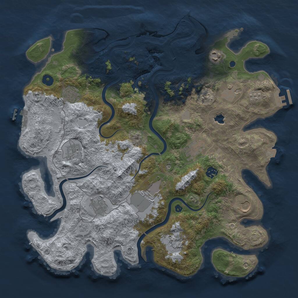Rust Map: Procedural Map, Size: 4000, Seed: 91028872, 17 Monuments