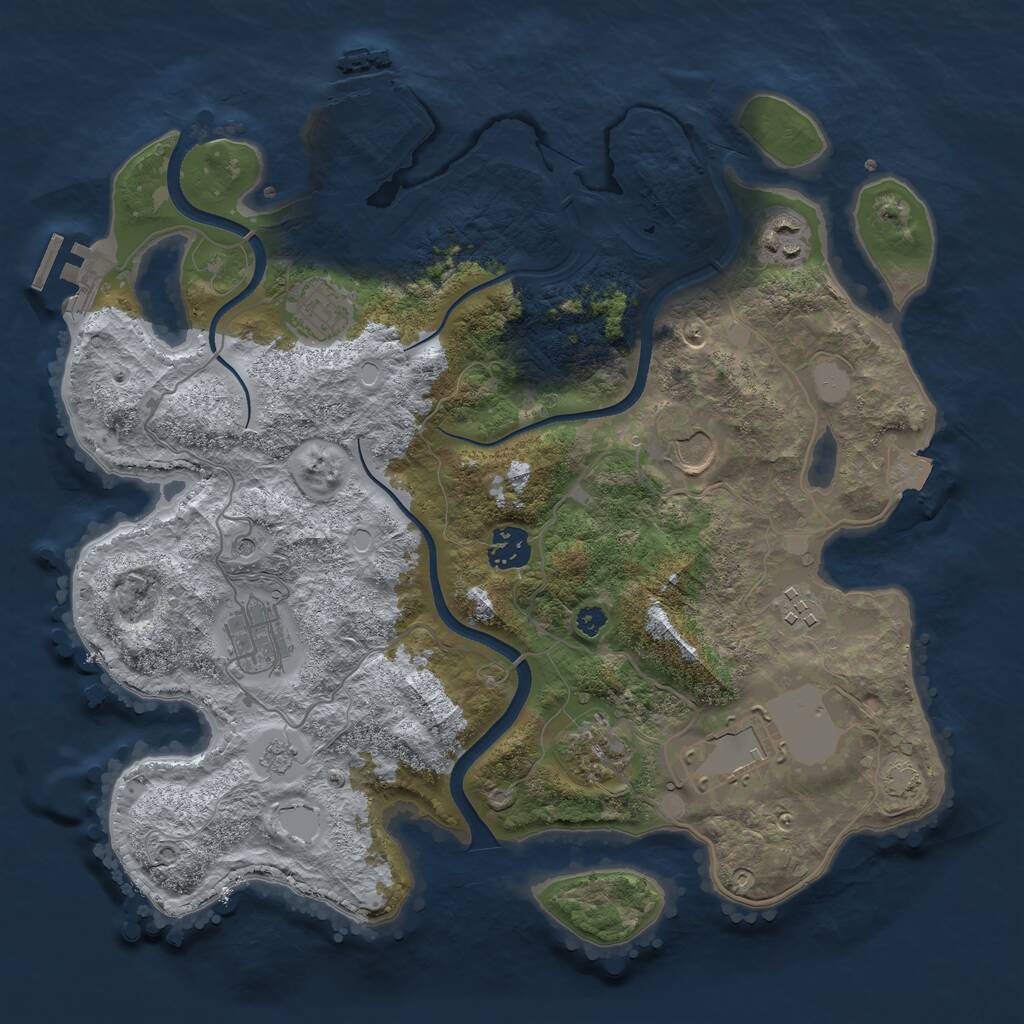 Rust Map: Procedural Map, Size: 3500, Seed: 545576, 14 Monuments