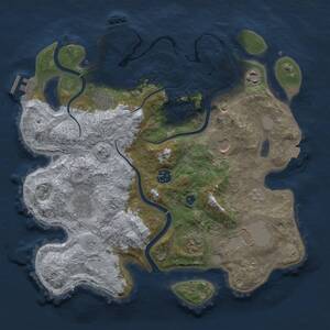 Thumbnail Rust Map: Procedural Map, Size: 3500, Seed: 545576, 14 Monuments