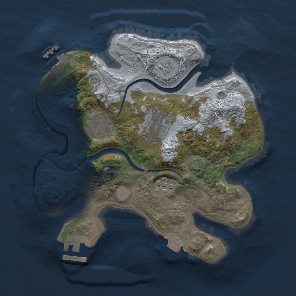 Rust Map: Procedural Map, Size: 2500, Seed: 1795926877, 9 Monuments