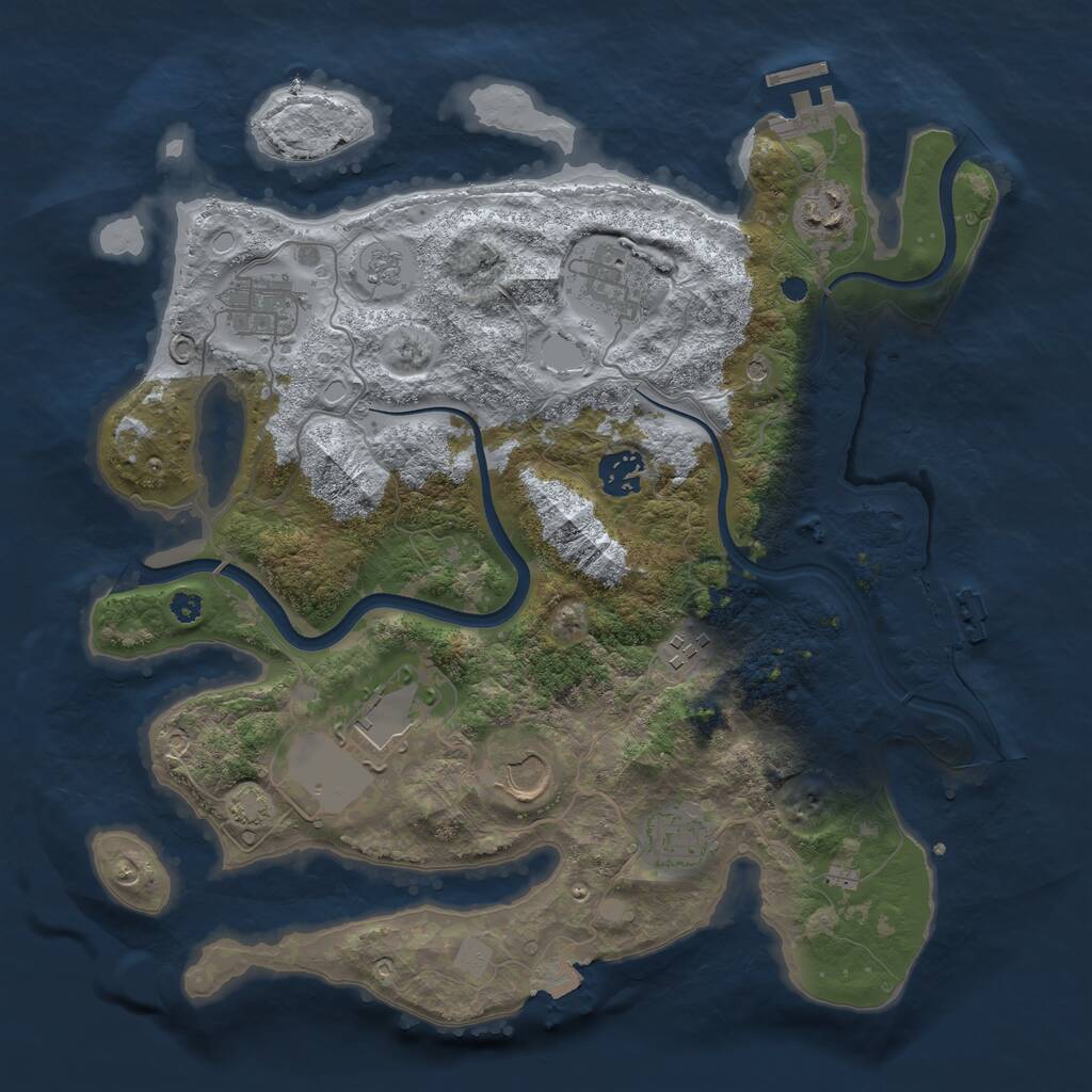 Rust Map: Procedural Map, Size: 3515, Seed: 22, 14 Monuments