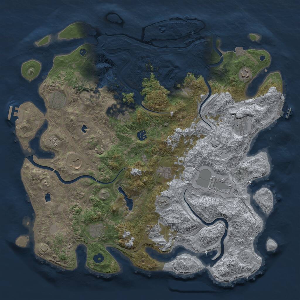 Rust Map: Procedural Map, Size: 4500, Seed: 43314470, 17 Monuments