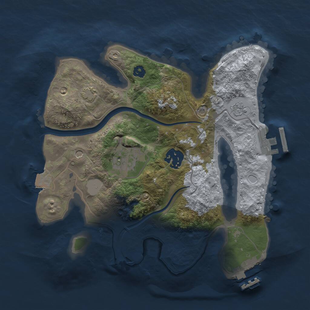 Rust Map: Procedural Map, Size: 2500, Seed: 2432381, 8 Monuments