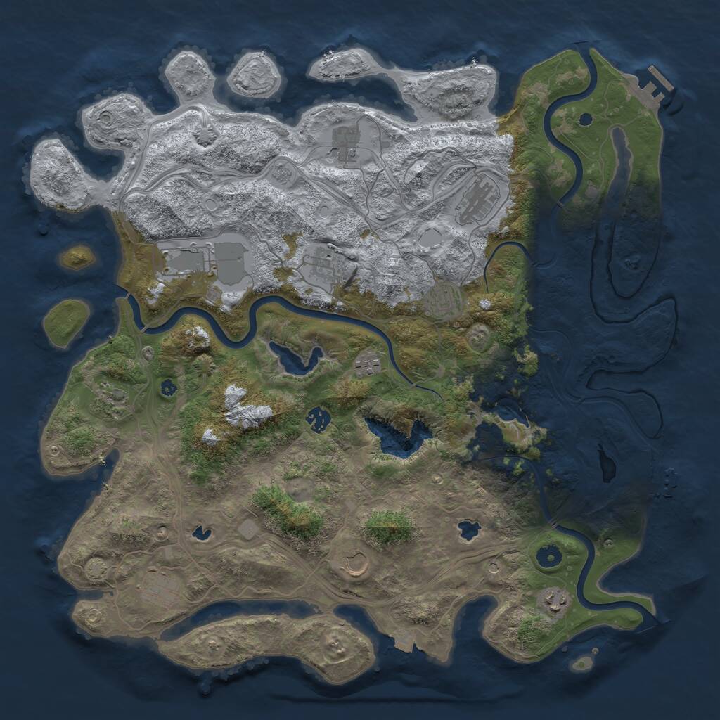Rust Map: Procedural Map, Size: 4500, Seed: 660918093, 17 Monuments