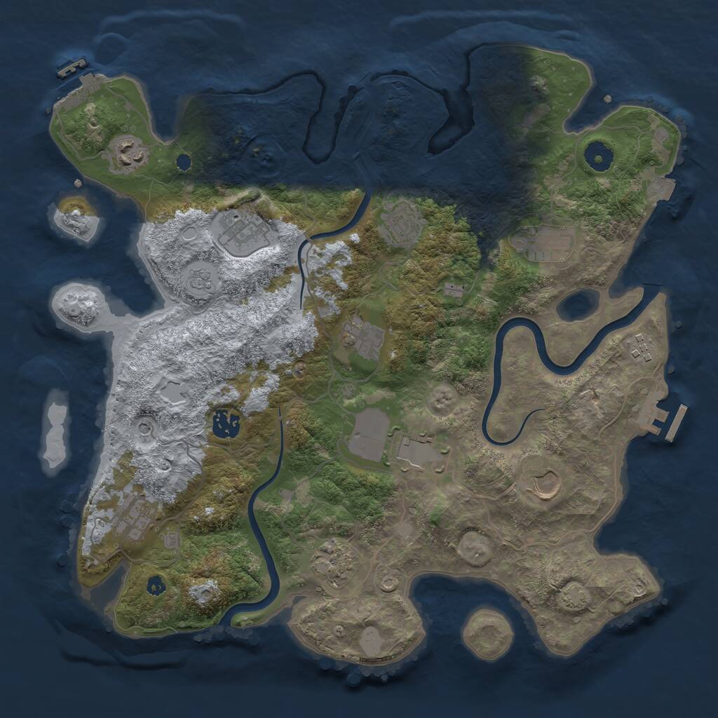 Rust Map: Procedural Map, Size: 3750, Seed: 5344, 17 Monuments