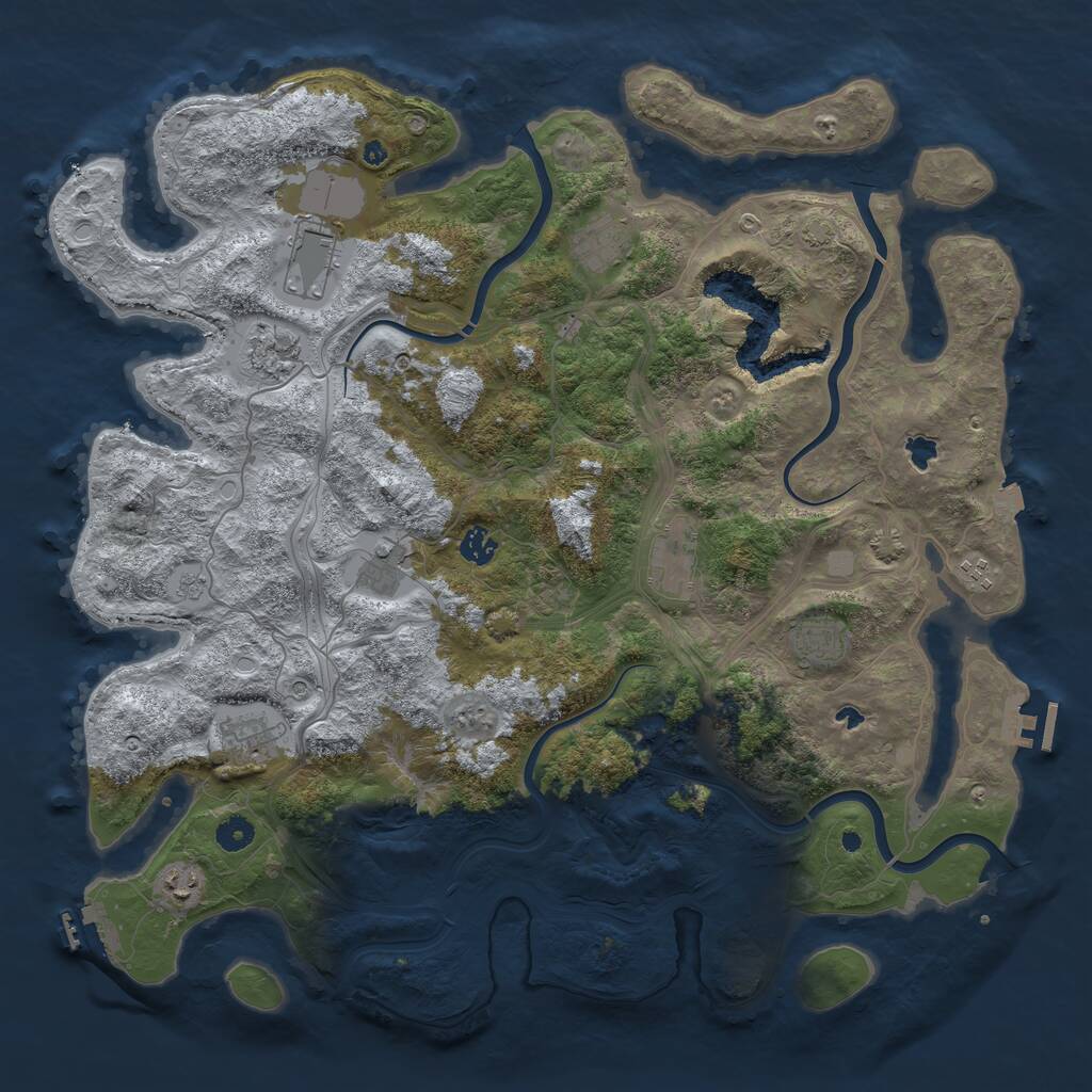 Rust Map: Procedural Map, Size: 4500, Seed: 259521317, 16 Monuments