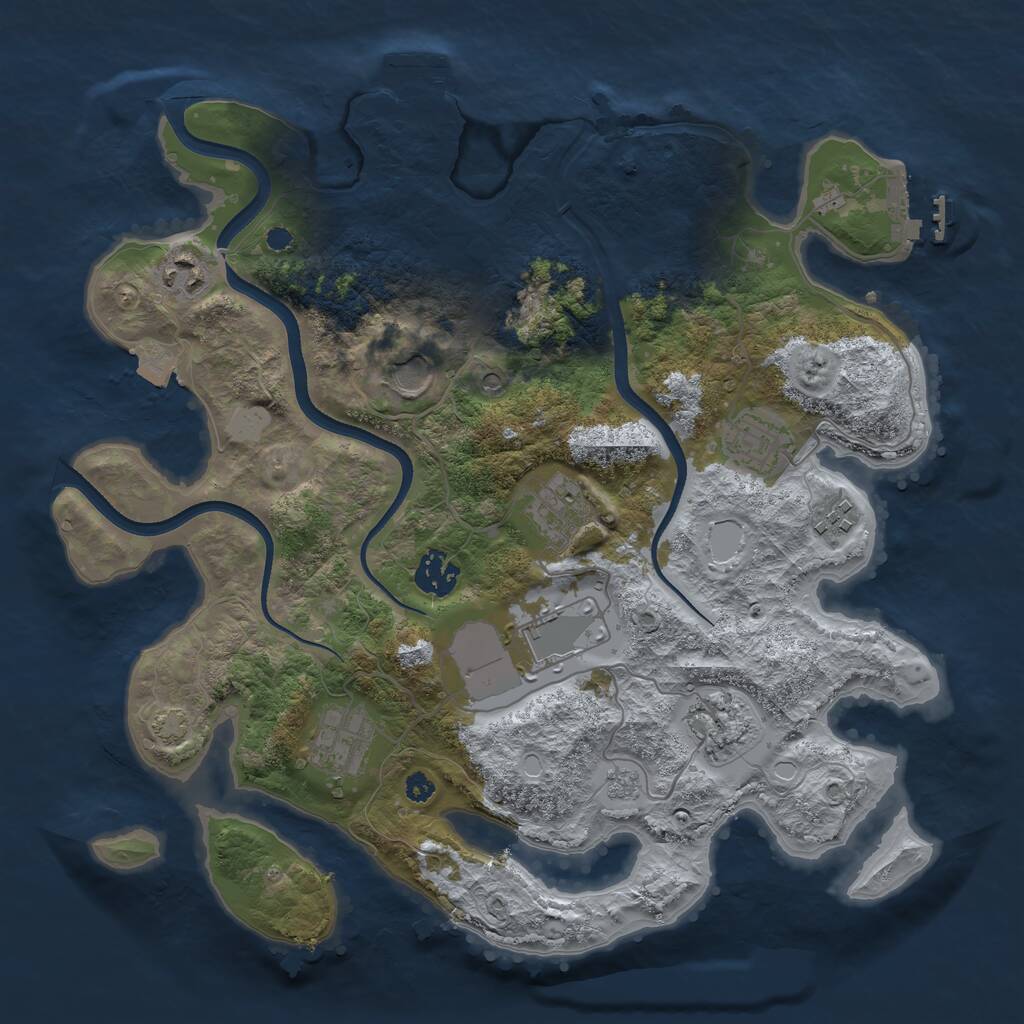 Rust Map: Procedural Map, Size: 3500, Seed: 297396213, 15 Monuments