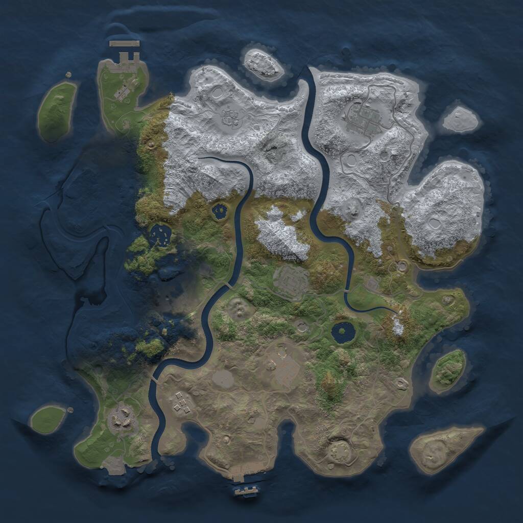 Rust Map: Procedural Map, Size: 3500, Seed: 472113245, 13 Monuments