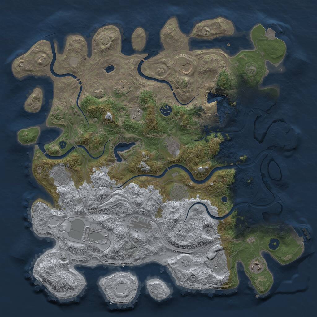 Rust Map: Procedural Map, Size: 4250, Seed: 1225192900, 17 Monuments