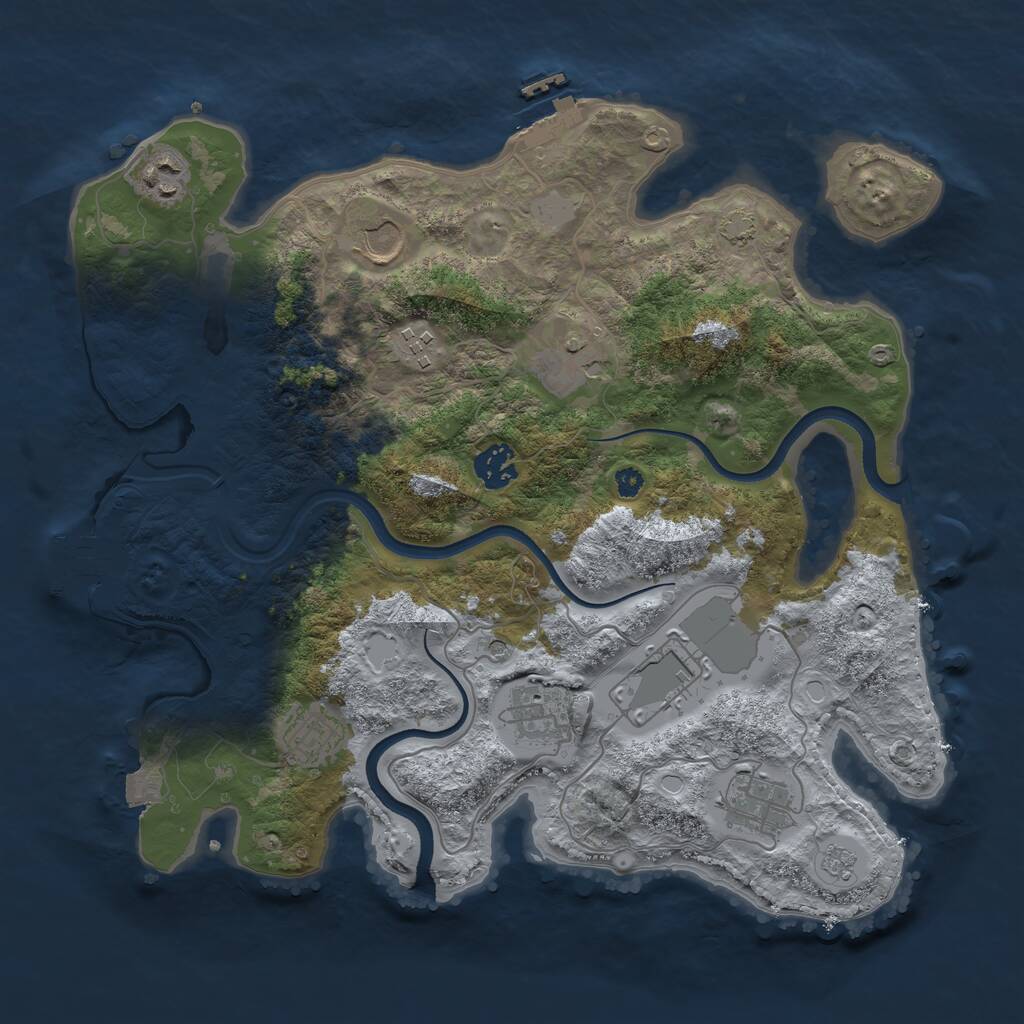 Rust Map: Procedural Map, Size: 3550, Seed: 35199079, 15 Monuments