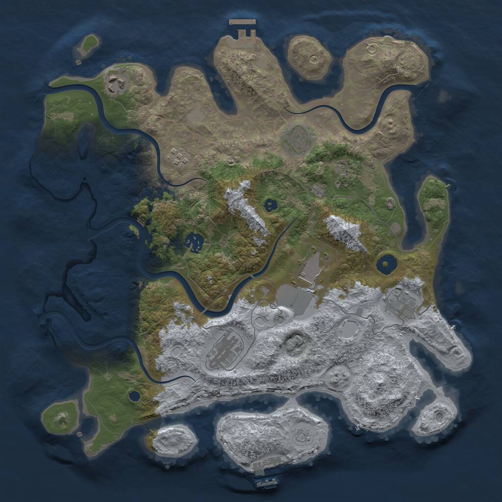 Rust Map: Procedural Map, Size: 3800, Seed: 506981352, 14 Monuments