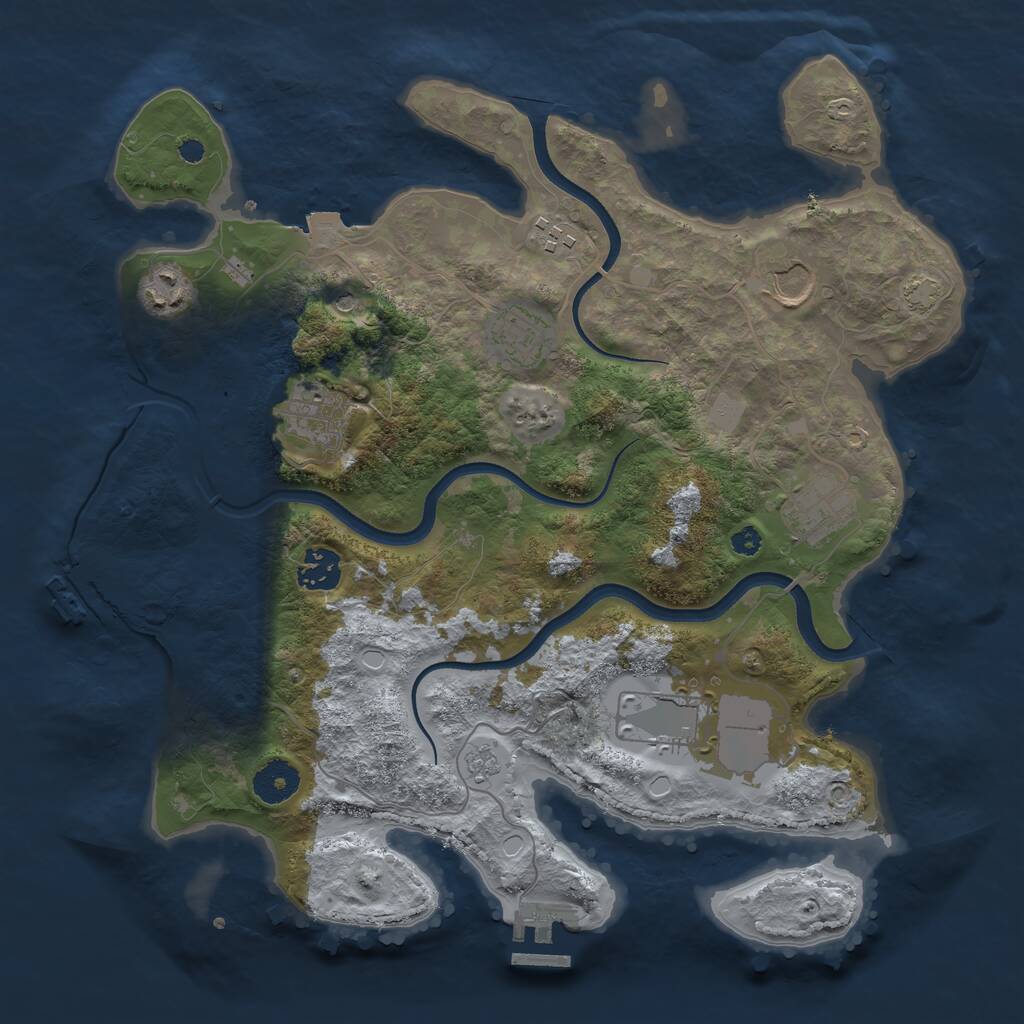 Rust Map: Procedural Map, Size: 3500, Seed: 2131447671, 14 Monuments