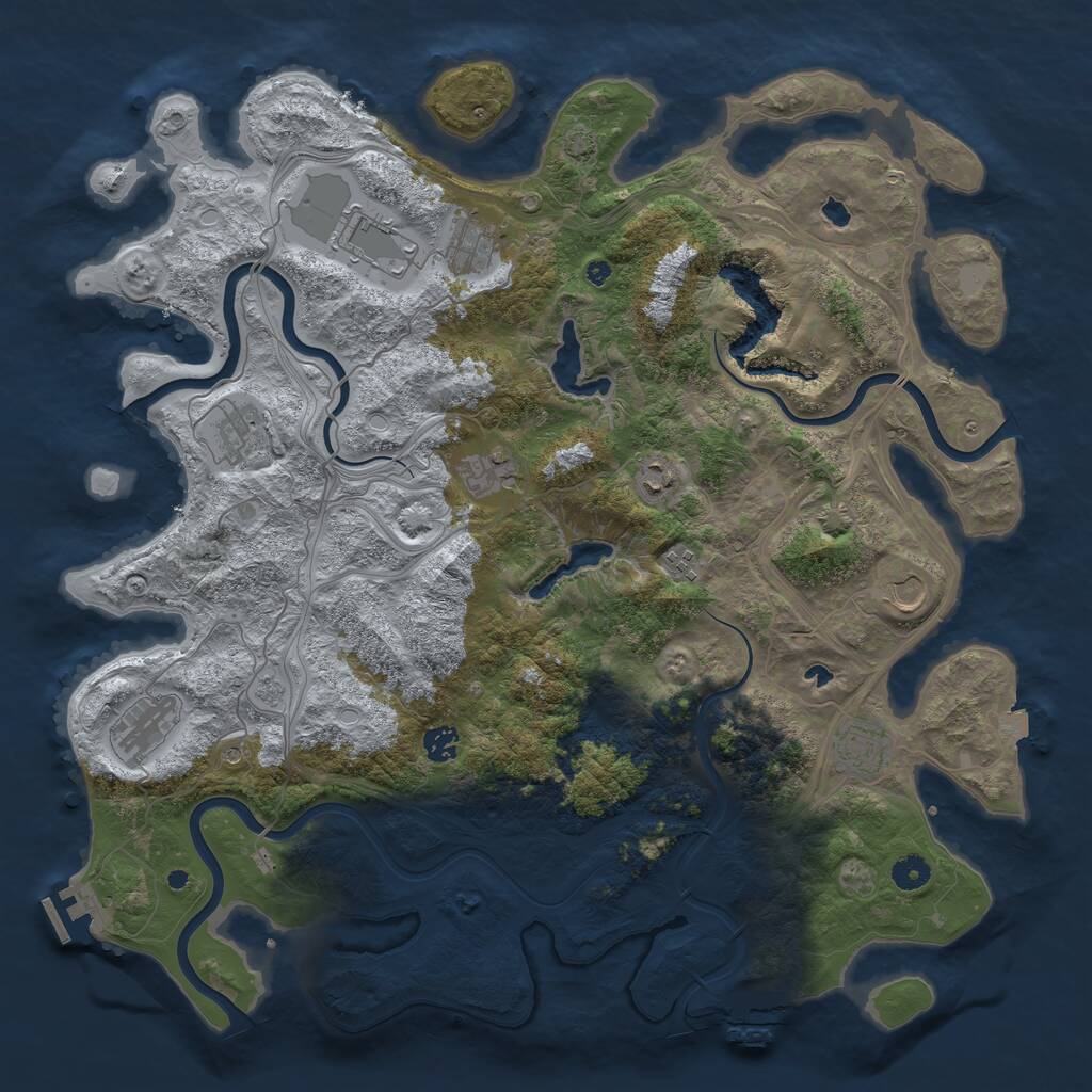 Rust Map: Procedural Map, Size: 4500, Seed: 1531845722, 16 Monuments