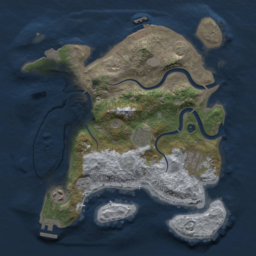 Rust Map: Procedural Map, Size: 3000, Seed: 29182, 9 Monuments